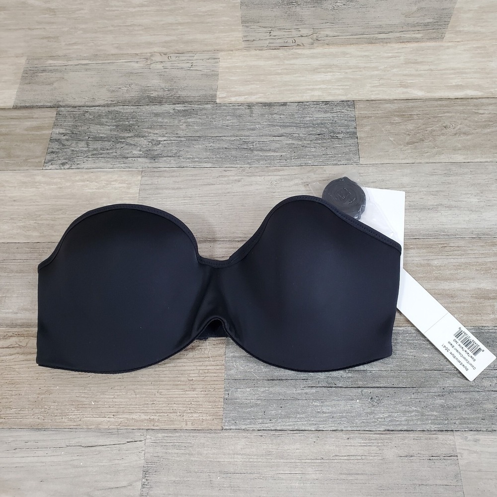 Dominique Strapless Bra Sz 34D Underwire Black 3541 NEW NWT